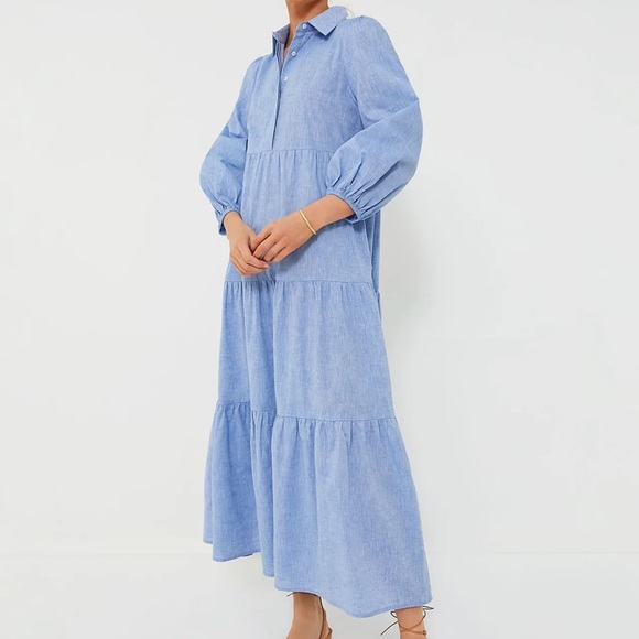 NWOT POMANDER PLACE Chambray Mabel Maxi Dress Size XXL - Picture 1 of 7